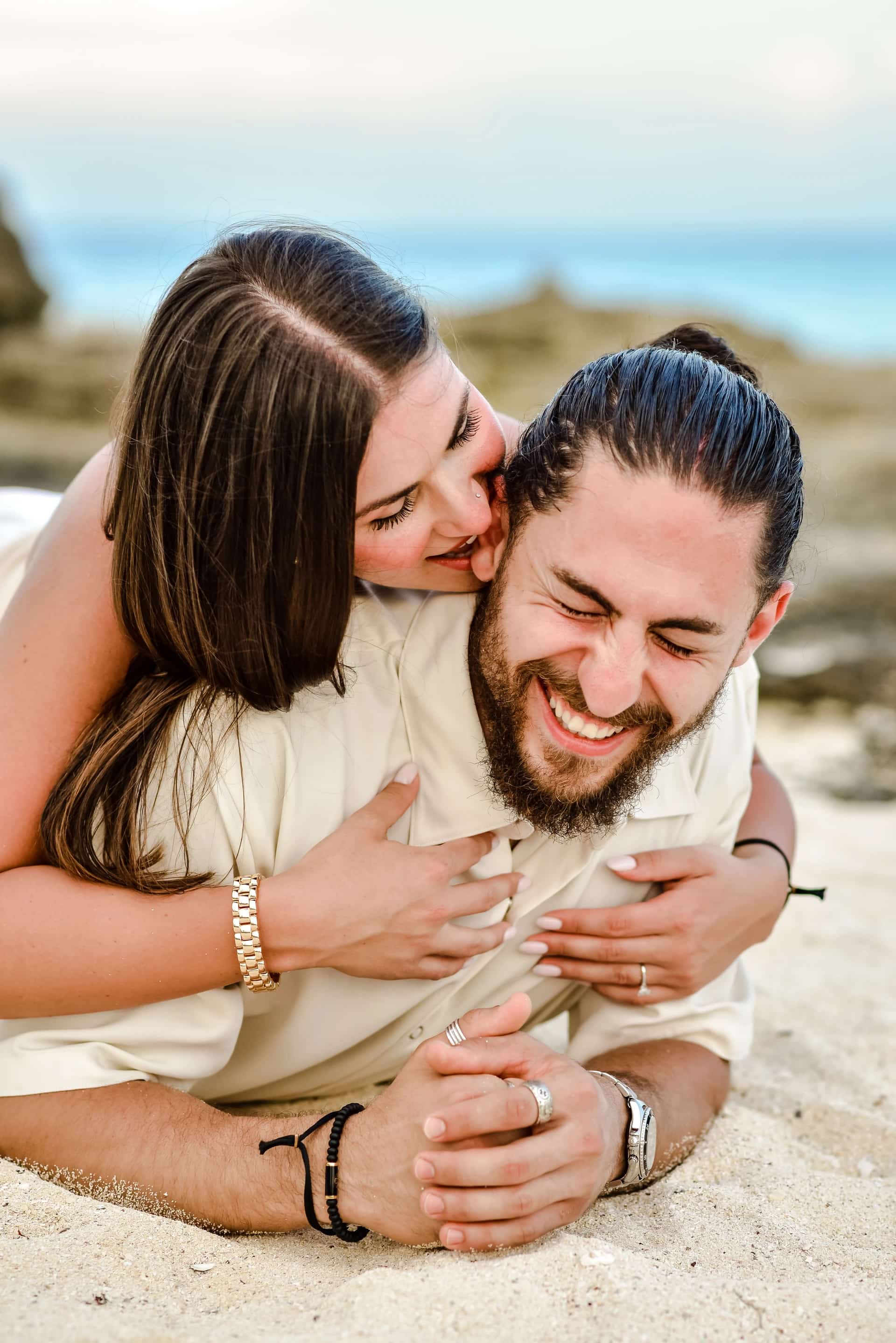 Candid couple moment in Tulum
