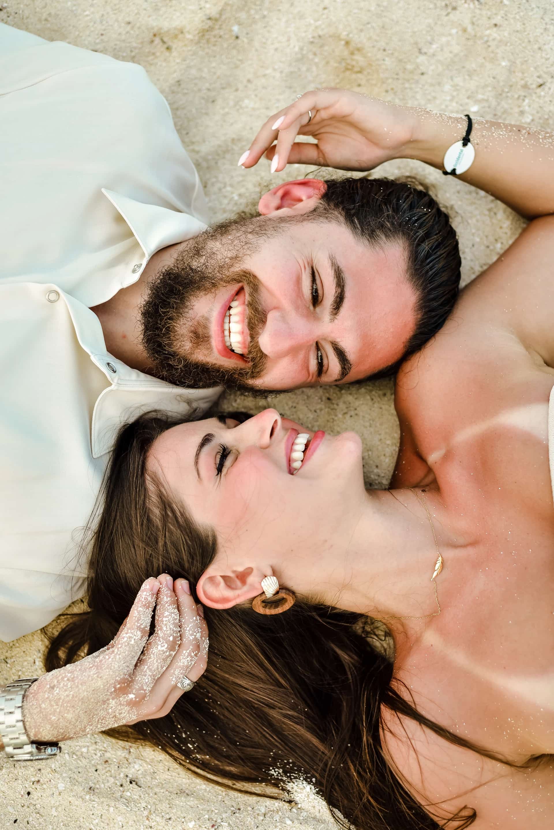 Couple laughing together in Tulum