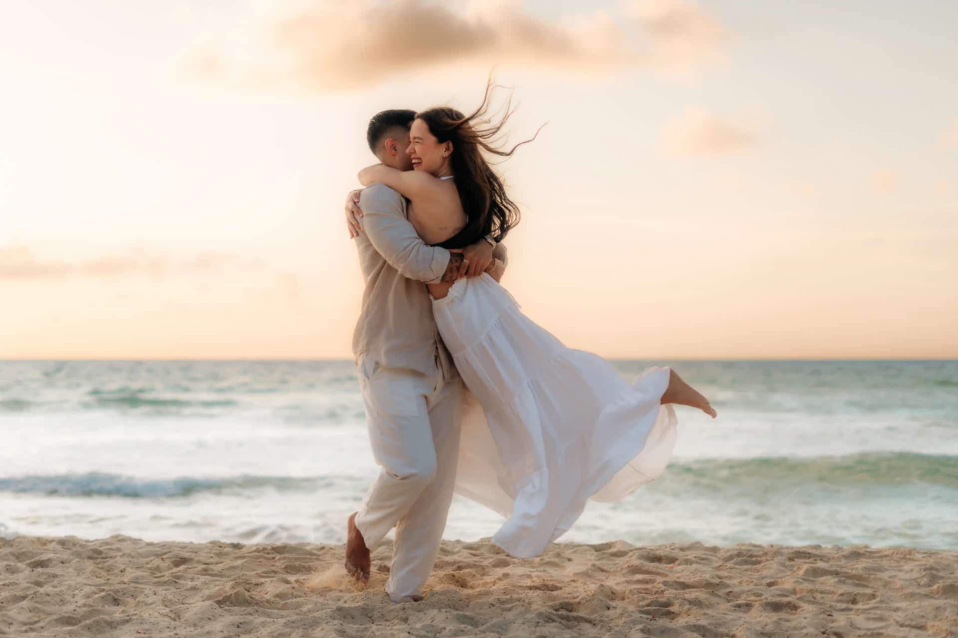 Engagement session at sunrise, Riviera Maya