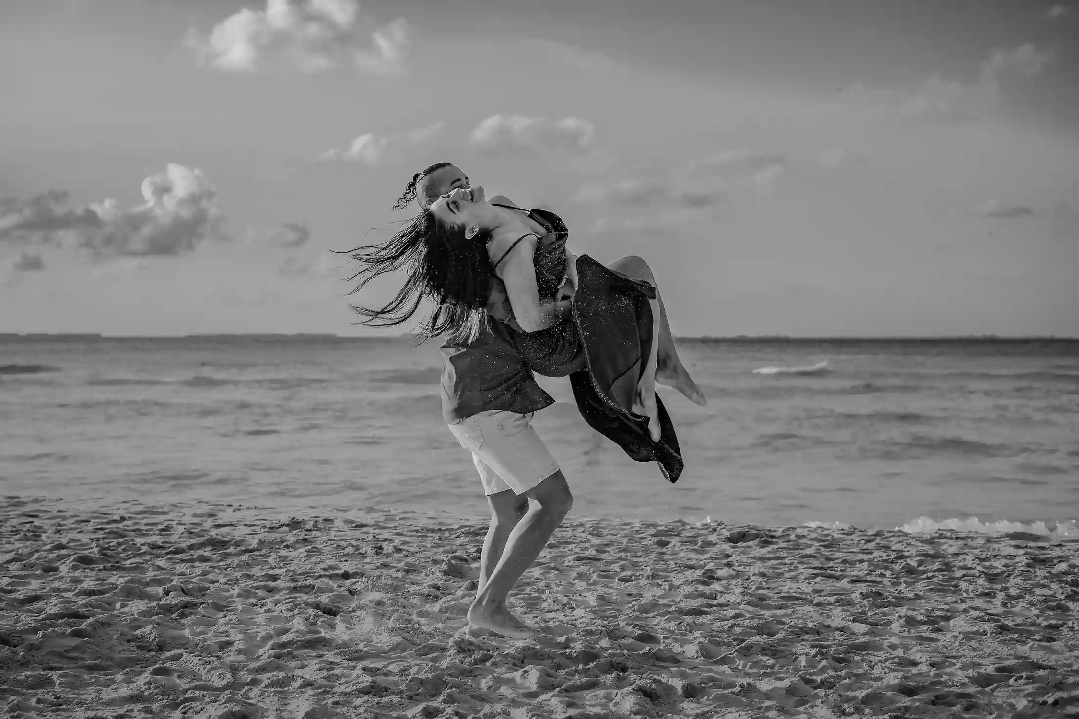 Couple session on the Caribbean coast of Cozumel at sunset