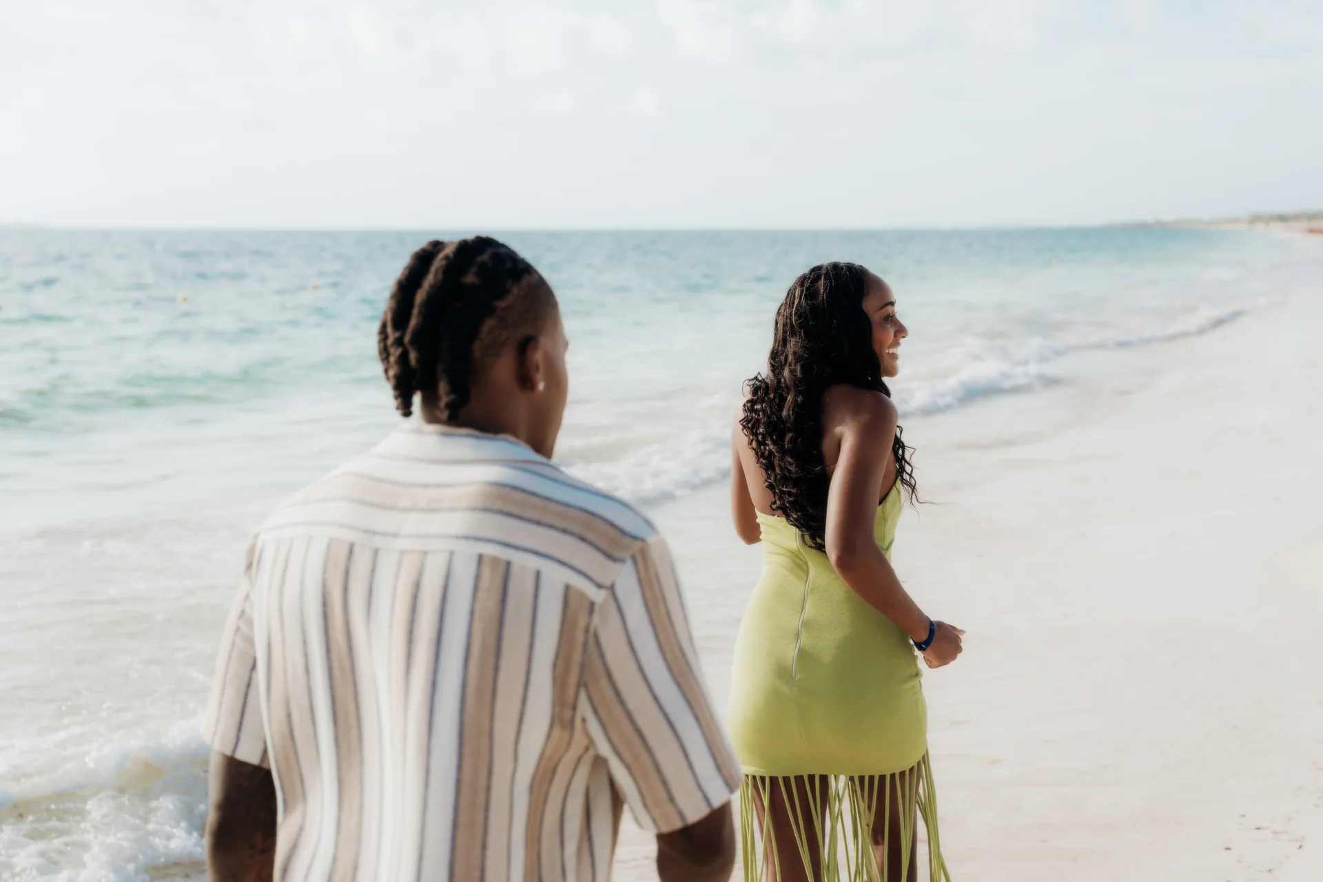 Close portrait of the couple in the morning light, RIU Latino, Costa Mujeres