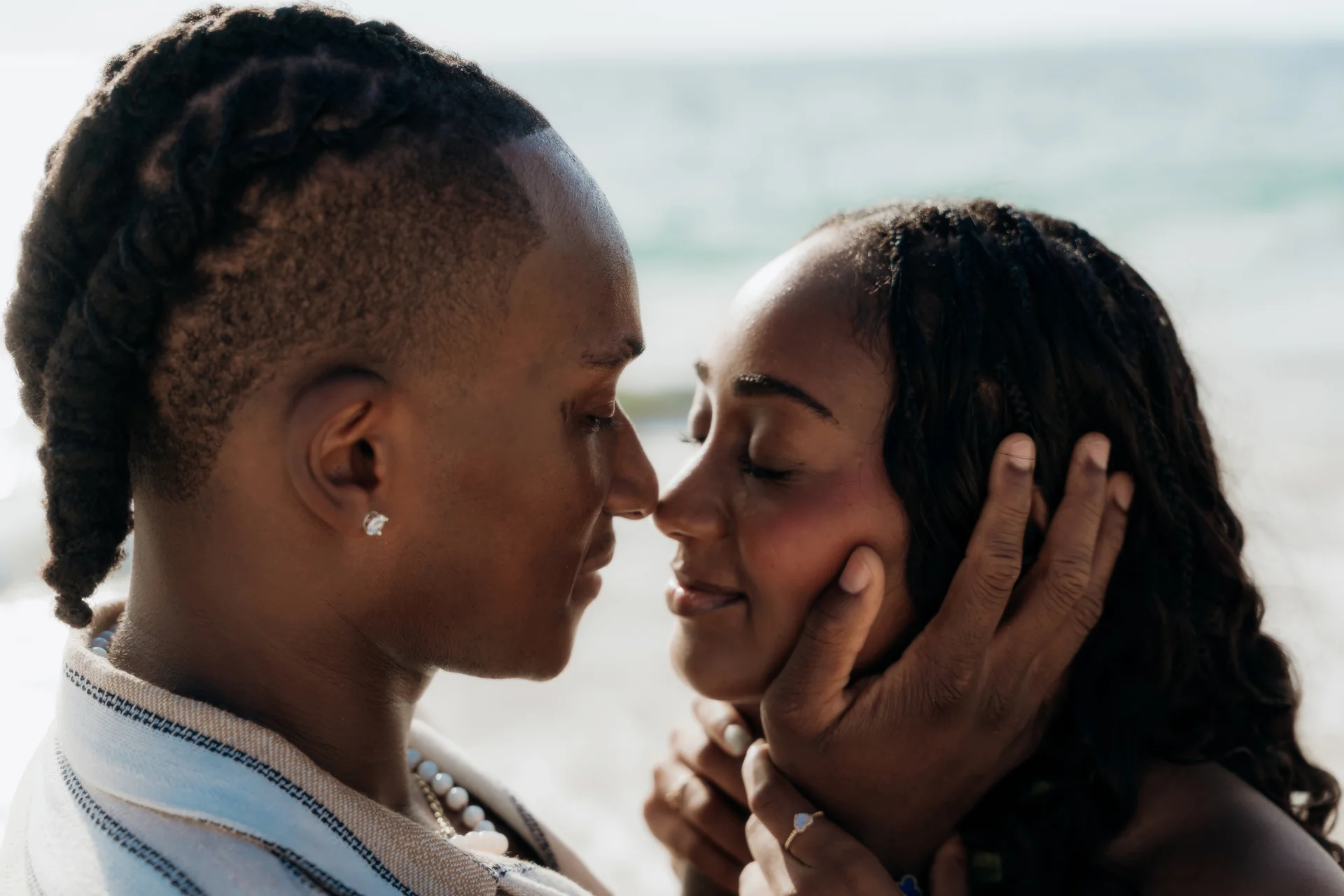 Couple smiling at each other in the breeze, RIU Latino, Costa Mujeres