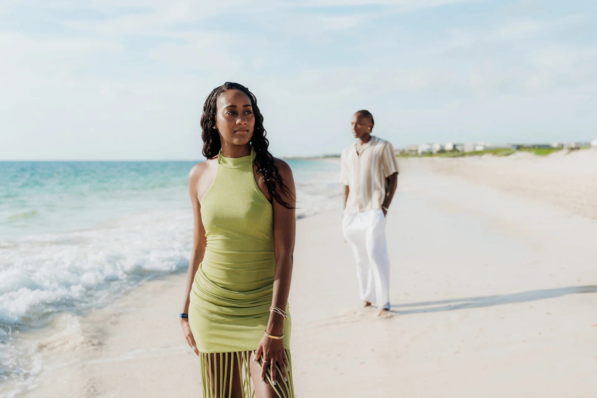 Couple gazing at each other on the sand, RIU Latino, Costa Mujeres