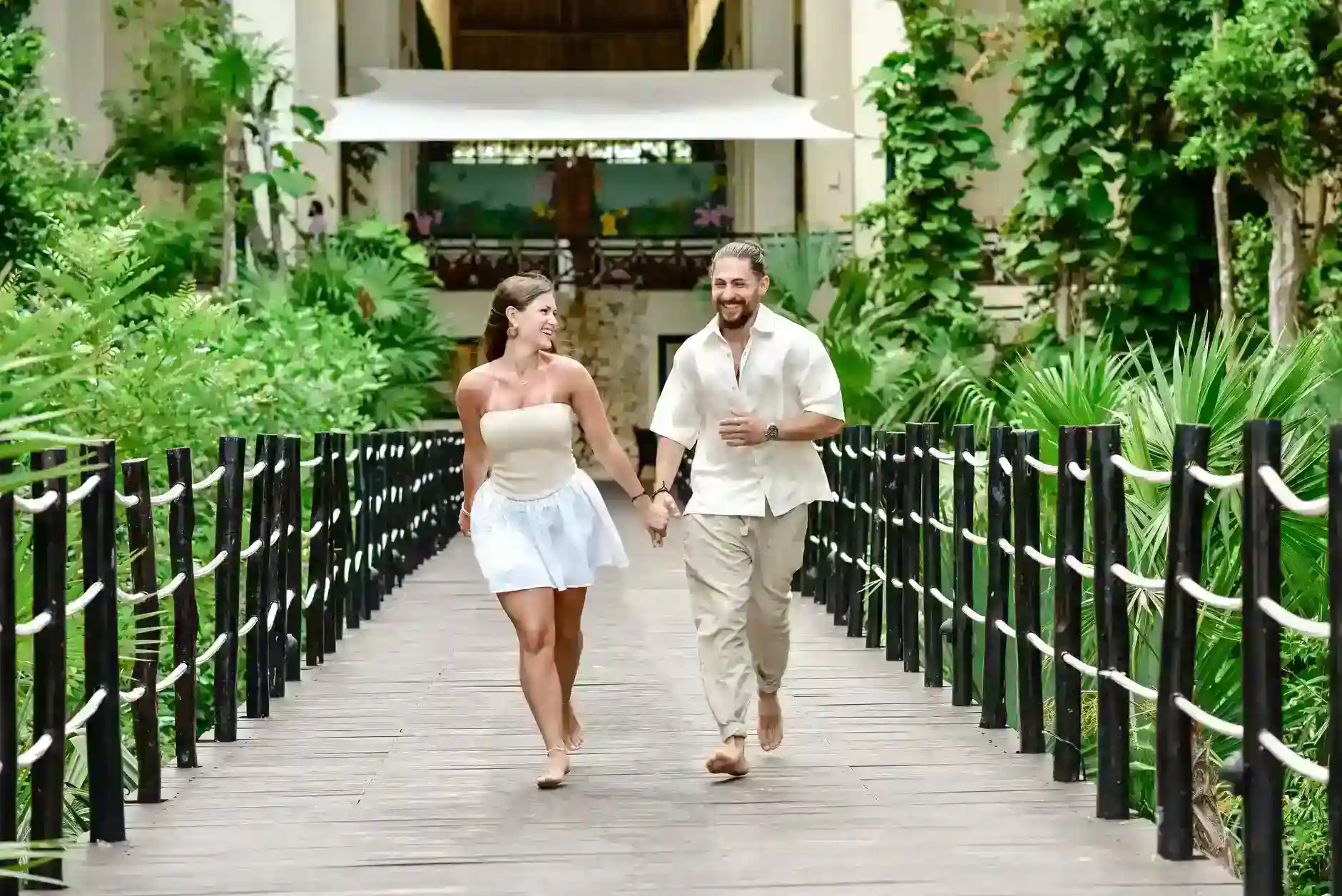 Couple session at a Riviera Maya all-inclusive resort — outside photographer fee applies at most large properties