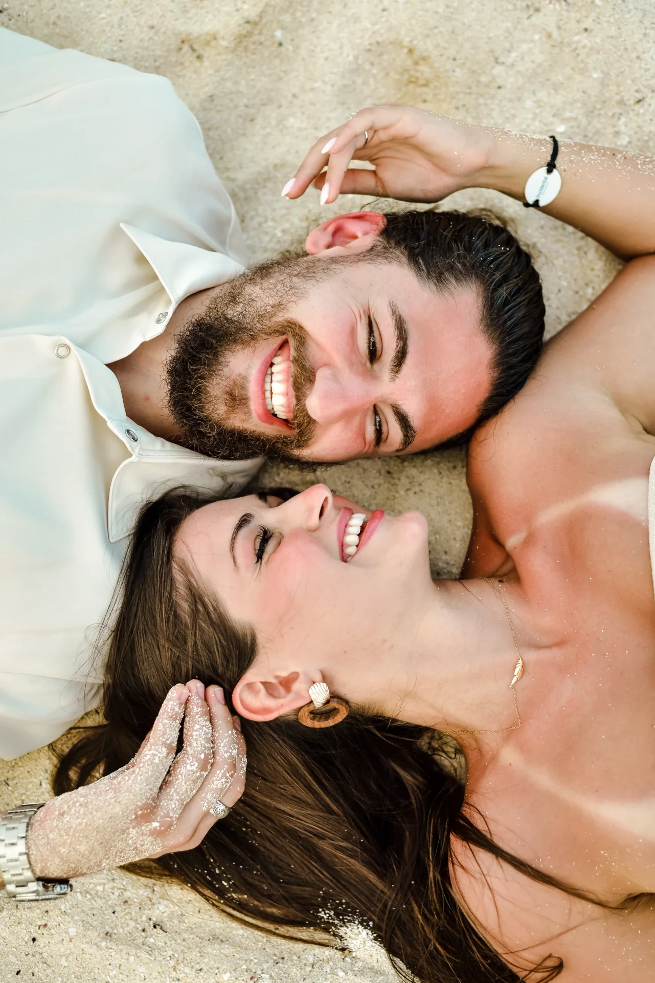 Couple laughing together in Tulum