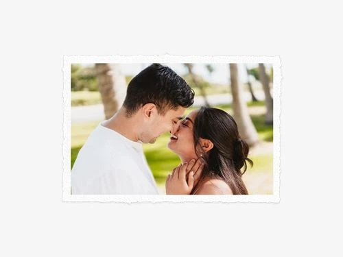 Deckled-edge fine art print of a couple in the Riviera Maya