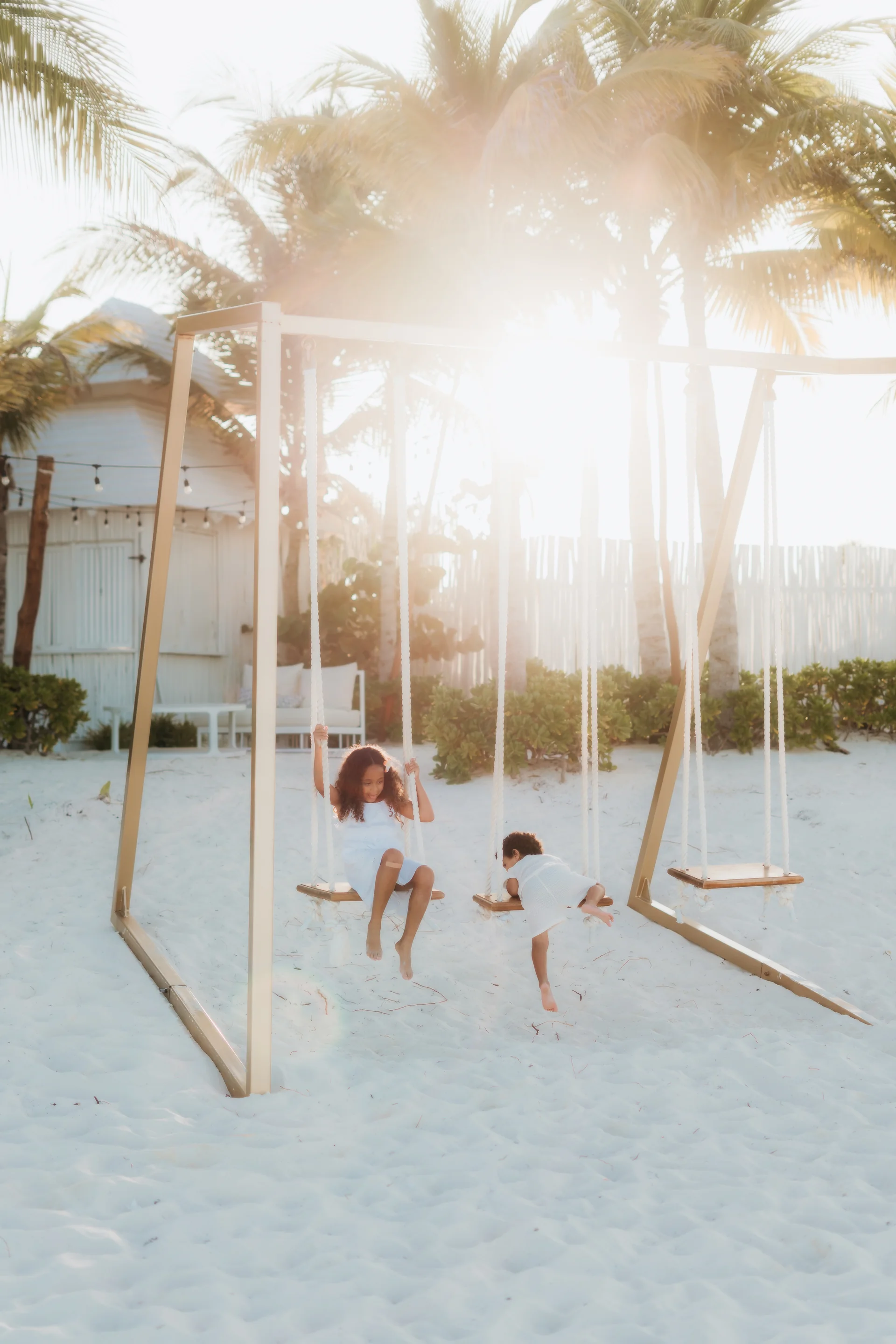 Parents holding hands with their child between them, Banyan Tree Mayakoba, Riviera Maya