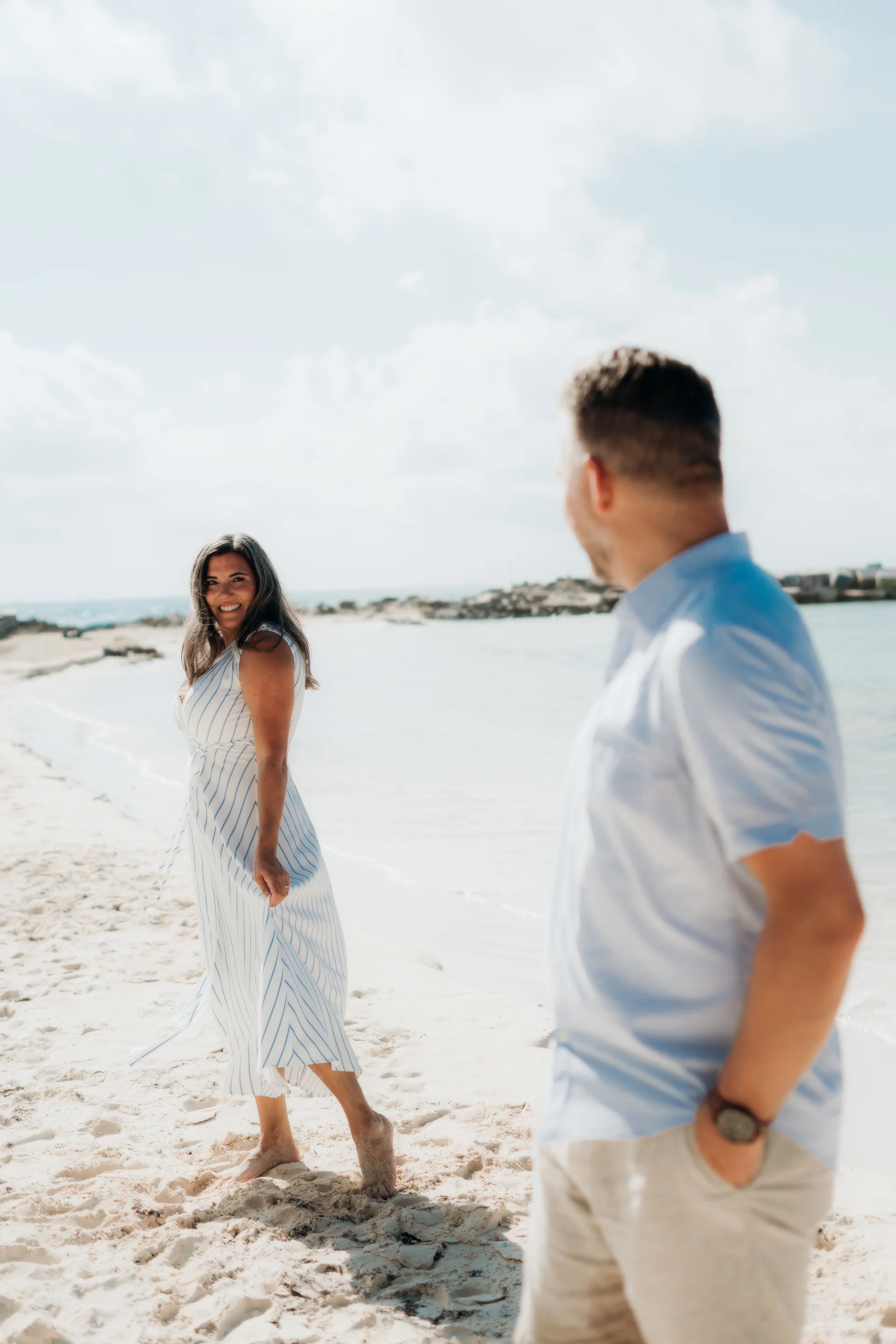 Candid family moment on the morning beach, Hyatt Ziva, Cancún