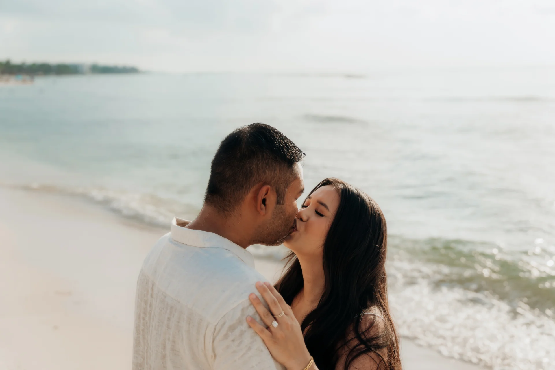 Couple laughing in disbelief after the proposal, Hyatt Vivid, Playa del Carmen
