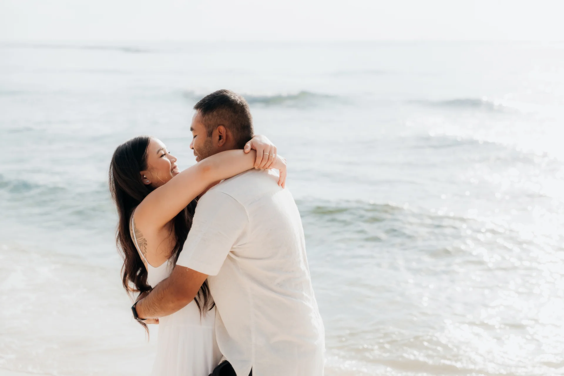 Newly engaged couple walking hand in hand, Hyatt Vivid, Playa del Carmen