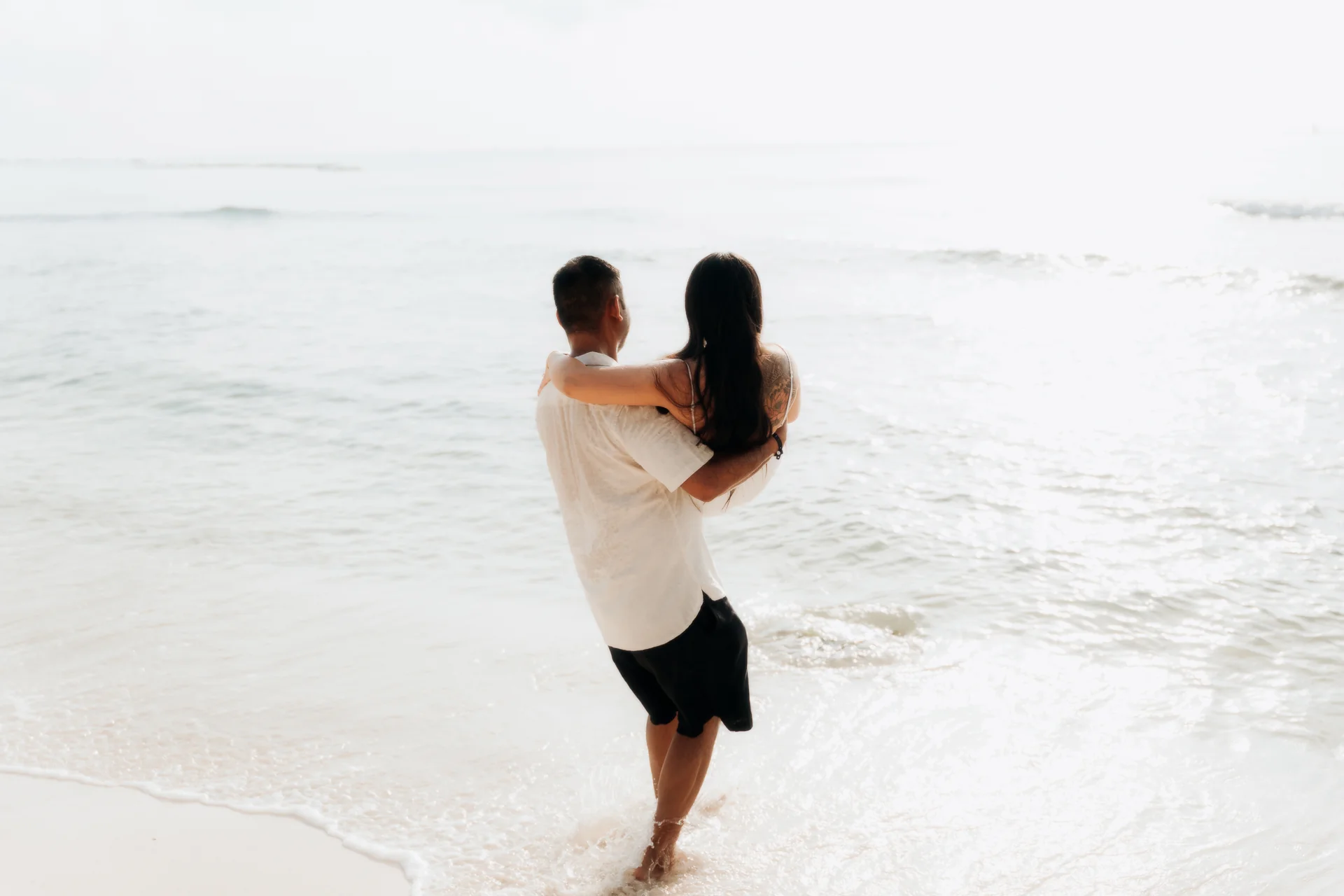 Couple pressing close after saying yes, Hyatt Vivid, Playa del Carmen