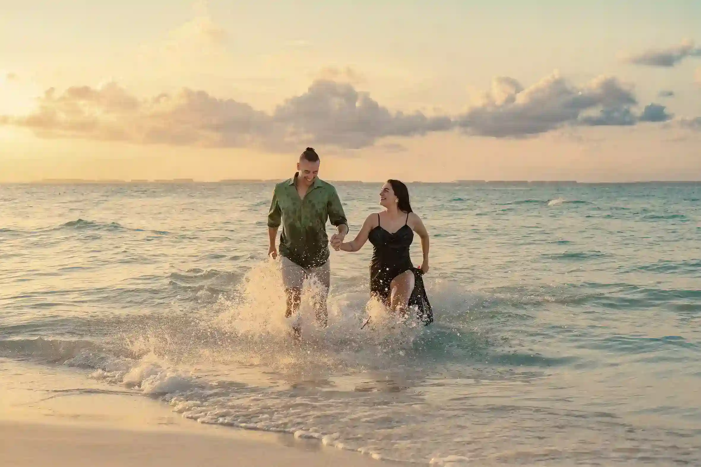 Couple session near Tulum ruins at golden hour — lifestyle photography